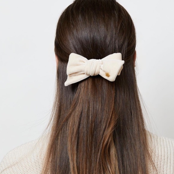 LELE SADOUGHI Ivory Velvet Ribbon Bow Tie Barrette main image 4